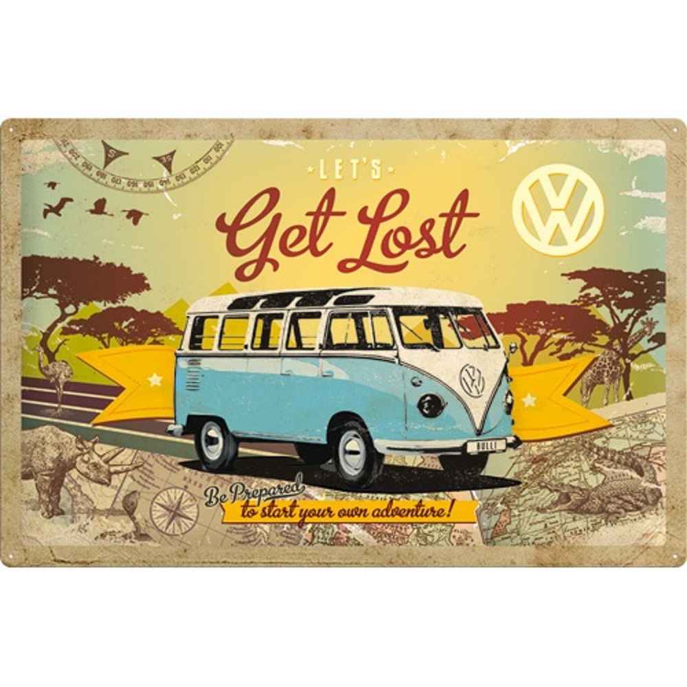 Nostalgic Μεταλλικός πίνακας VW Bulli Lets Get Lost Volkswagen