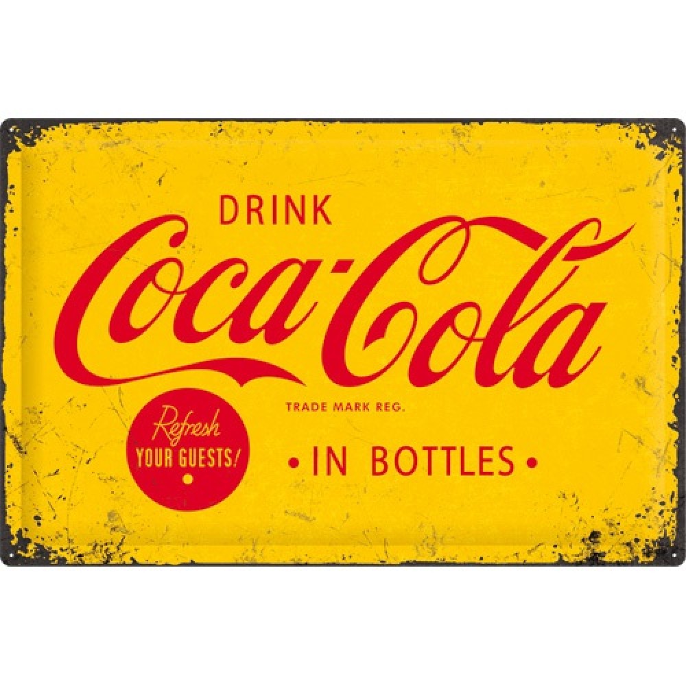Nostalgic Μεταλλικός πίνακας Coca-Cola Yellow Logo