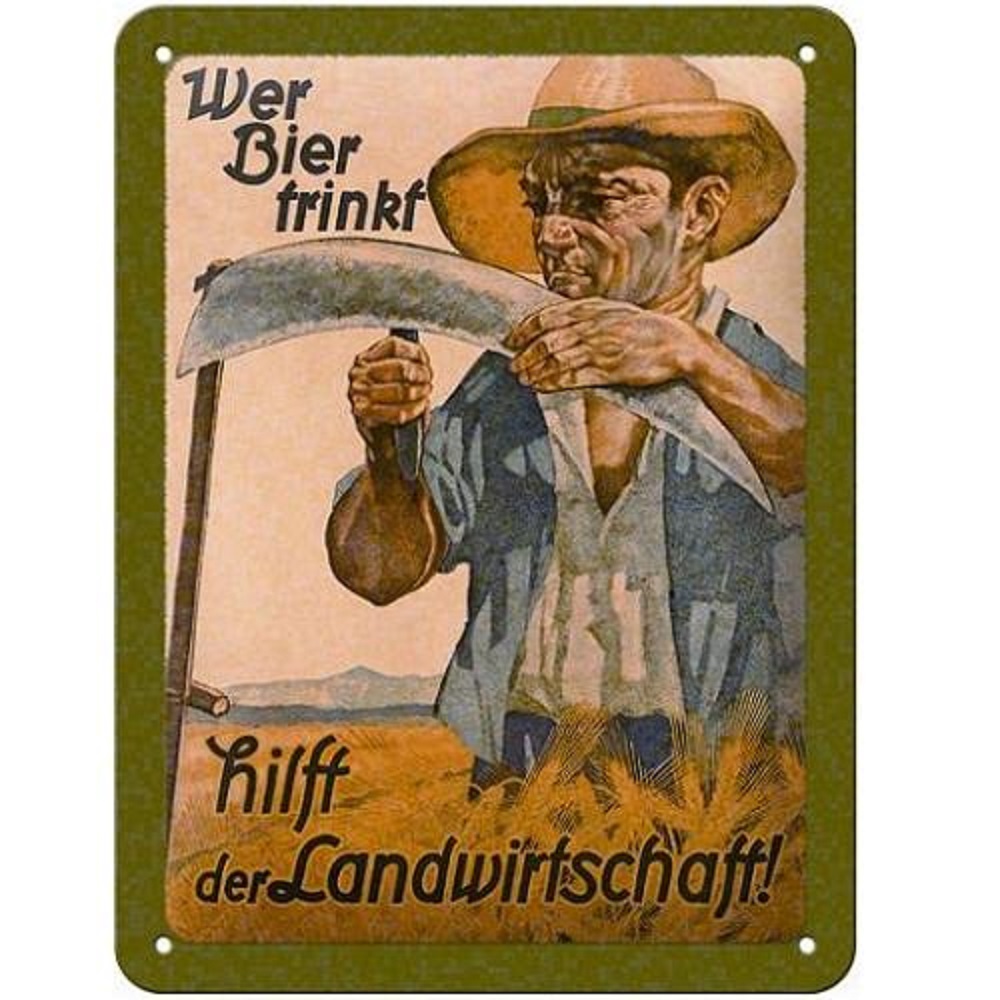 Nostalgic Μεταλλικός πίνακας Wer Bier trinkt hilft der Landwirtsc