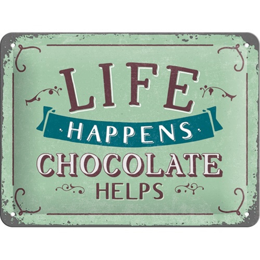 Nostalgic Μεταλλικός πίνακας 15x20 εκ. Word Up Life Happens - Chocolate Helps