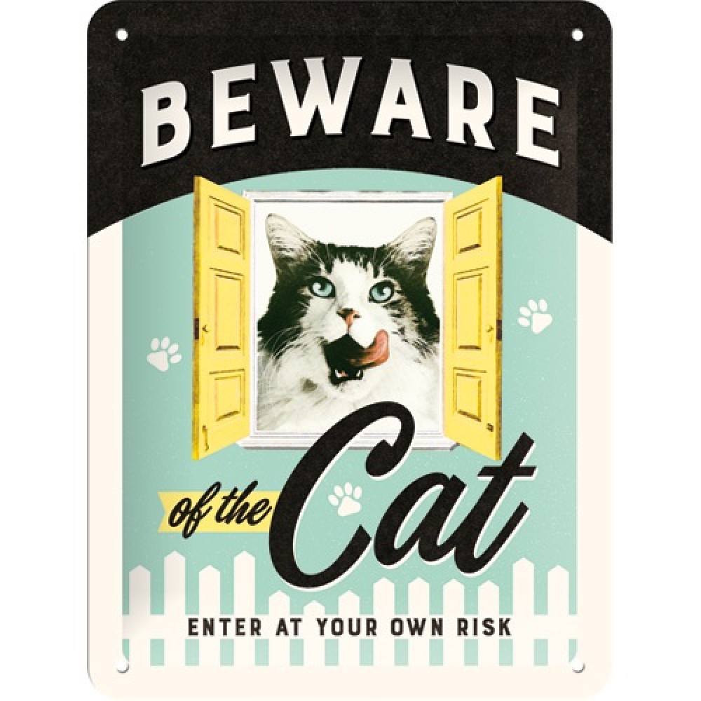 Nostalgic Μεταλλικός πίνακας Animal Club - Beware of the Cat