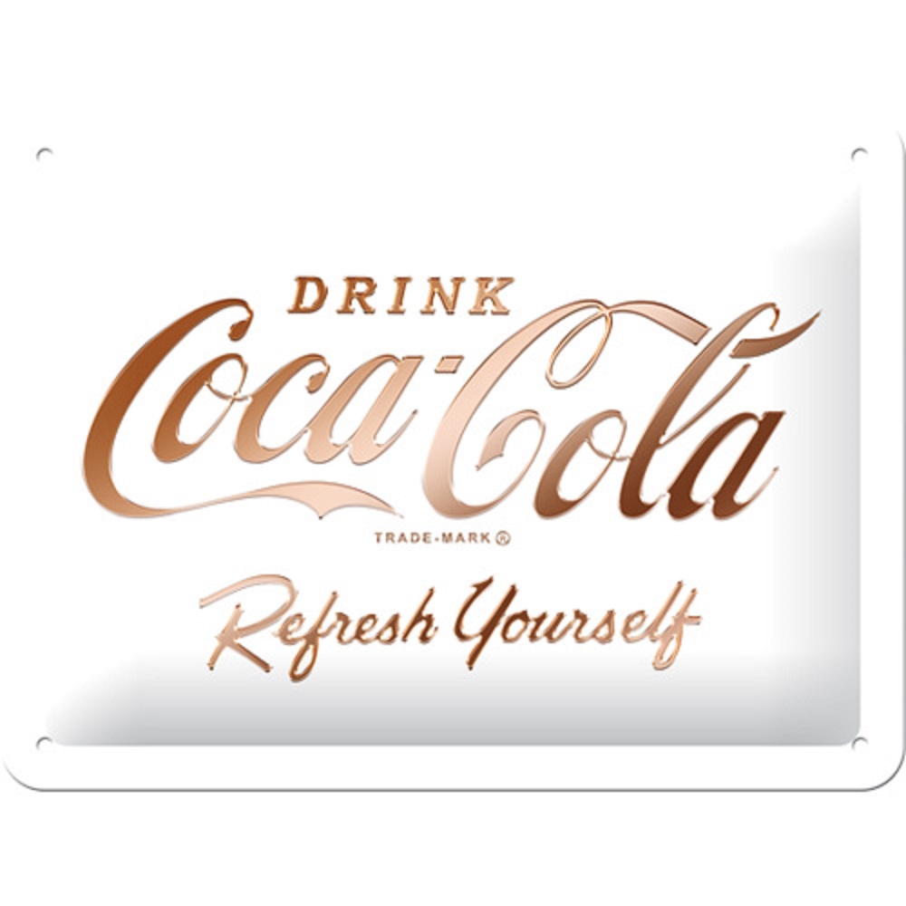 Nostalgic Μεταλλικός πίνακας Coca-Cola - Logo White Refresh Yourself