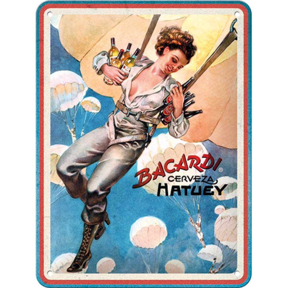 Nostalgic Μεταλλικός πίνακας Bacardi - Cerveza Hatuey Pin Up Girl