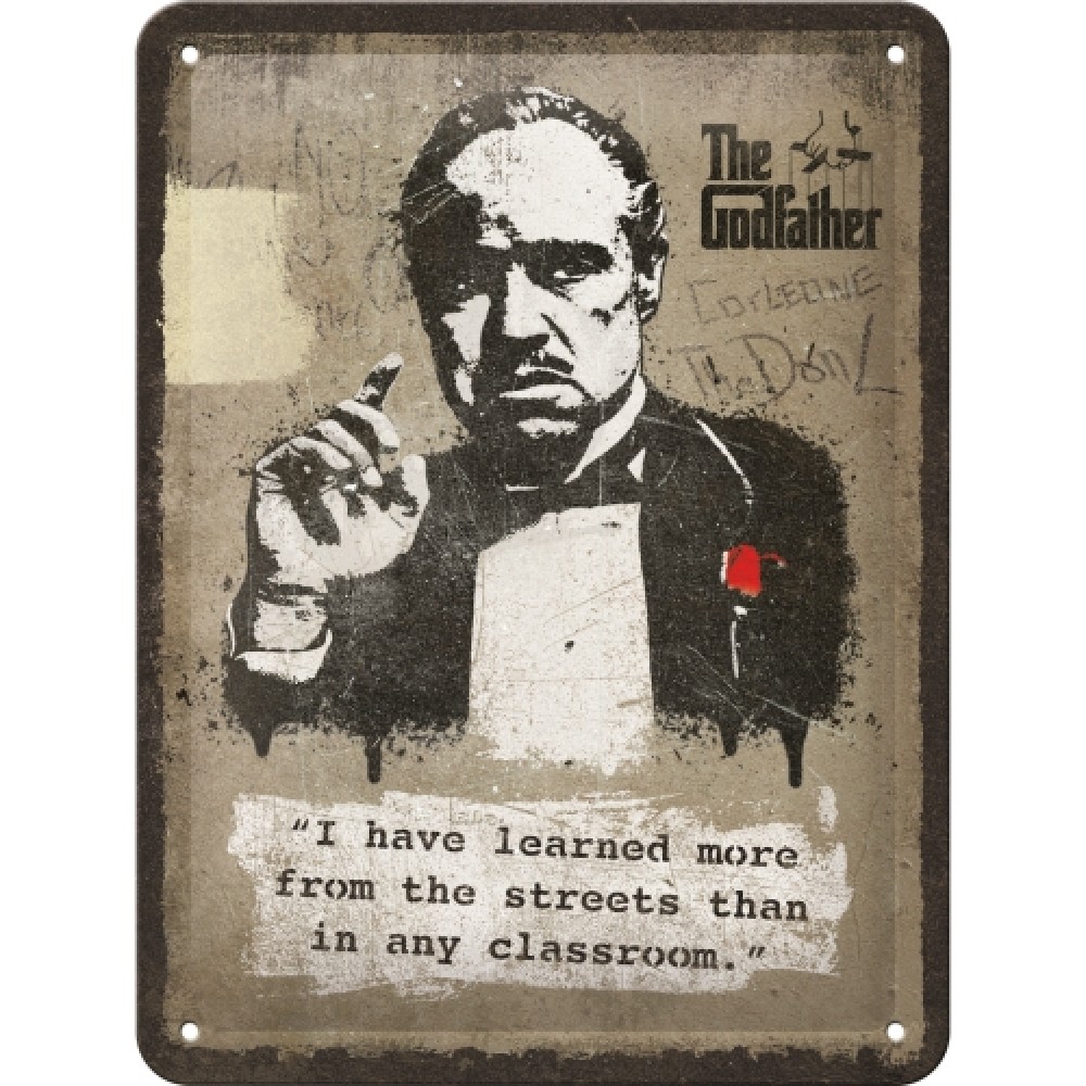 Nostalgic Tin Sign 15 x 20cm - Paramount - The Godfather - Learn from the streets