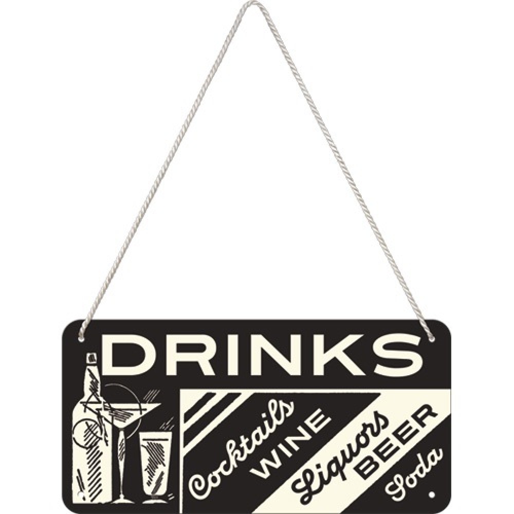 Nostalgic Μεταλλική κρεμαστή ταμπέλα Open Bar Drinks