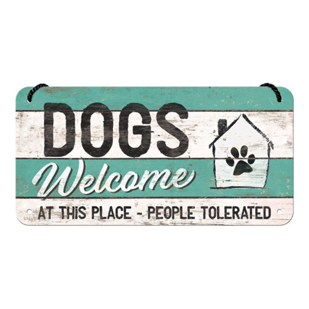Nostalgic Hanging Sign PfotenSchild - Dogs Welcome