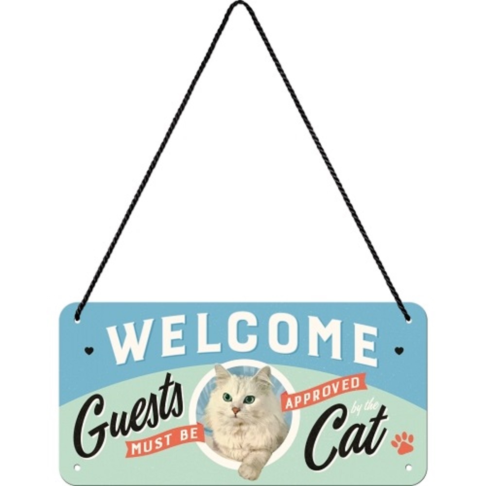 Nostalgic Hanging Sign Welcome Guests Cat