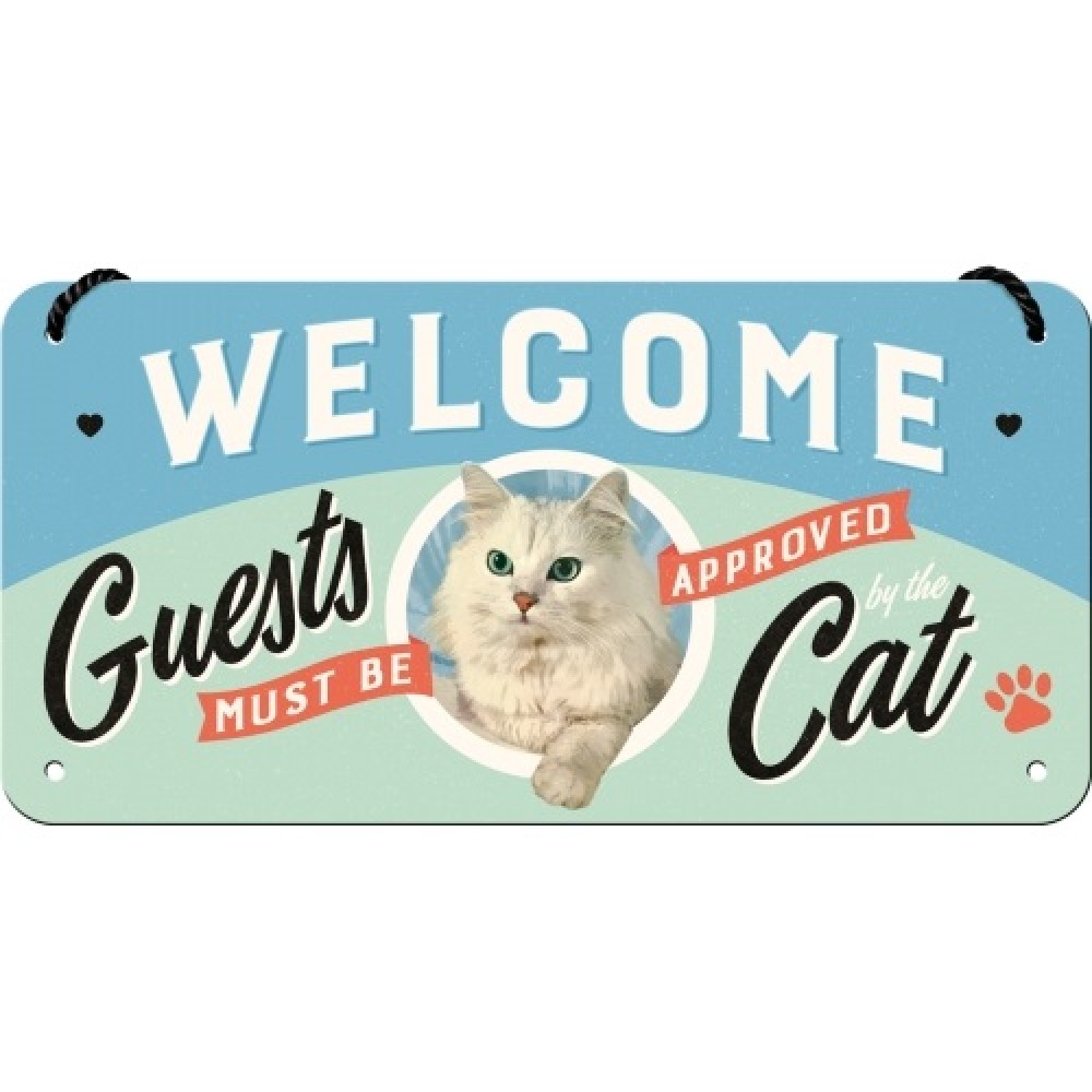 Nostalgic Hanging Sign Welcome Guests Cat