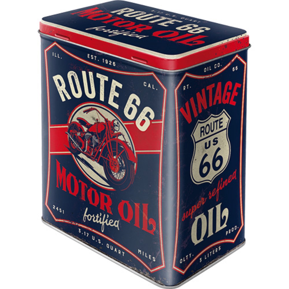 Nostalgic Tin Box L US Highways Route 66 Motor Oil