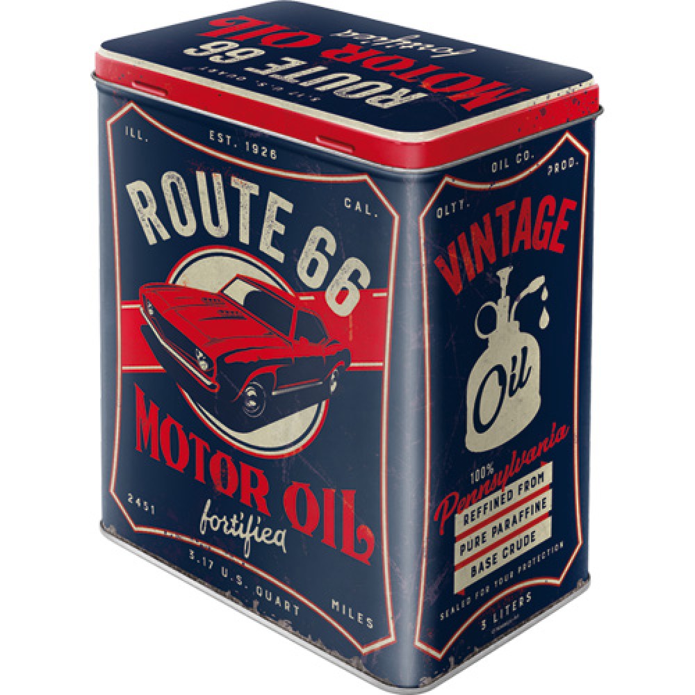 Nostalgic Tin Box L US Highways Route 66 Motor Oil