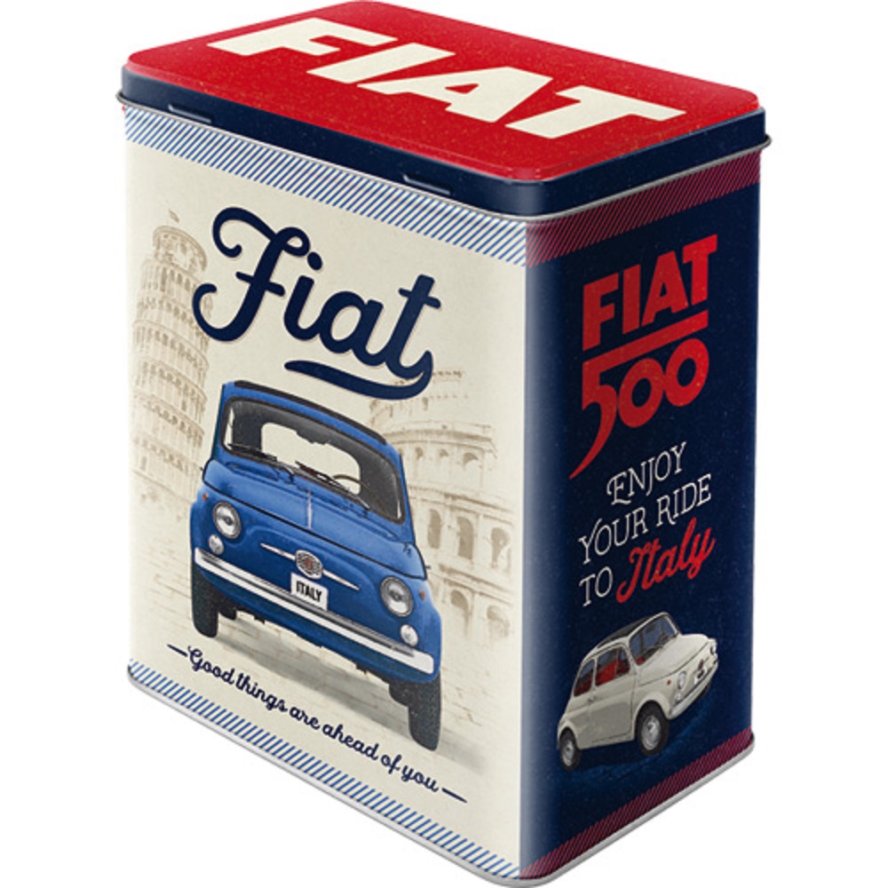 Nostalgic Tin Box L Fiat 500 - Good things are ahead of you