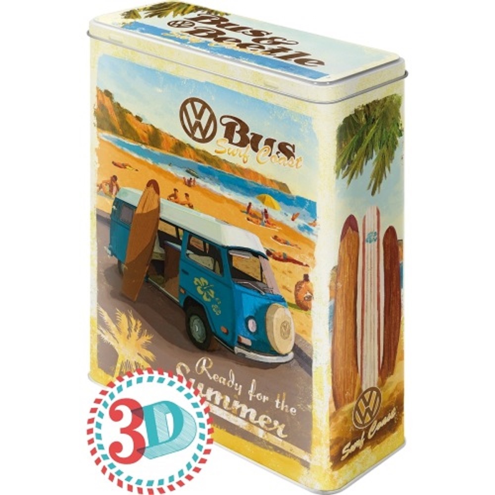 Nostalgic Μεταλλικό κουτί γίγας 3D VW Bulli, Beetle - Ready for the Summer, Ready for the Beach