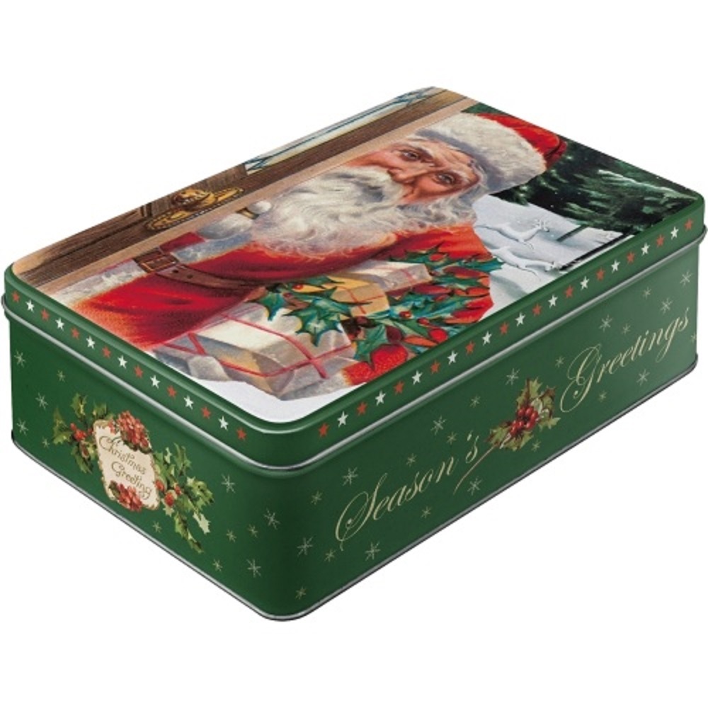 Nostalgic Santa Clause Tin Box Flat 230x160x70 H (matt & embossed)