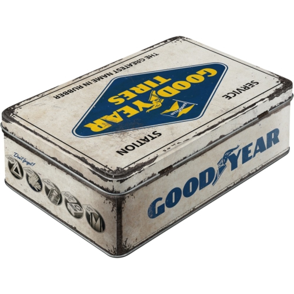 Nostalgic Tin Box Flat Goodyear - Logo White