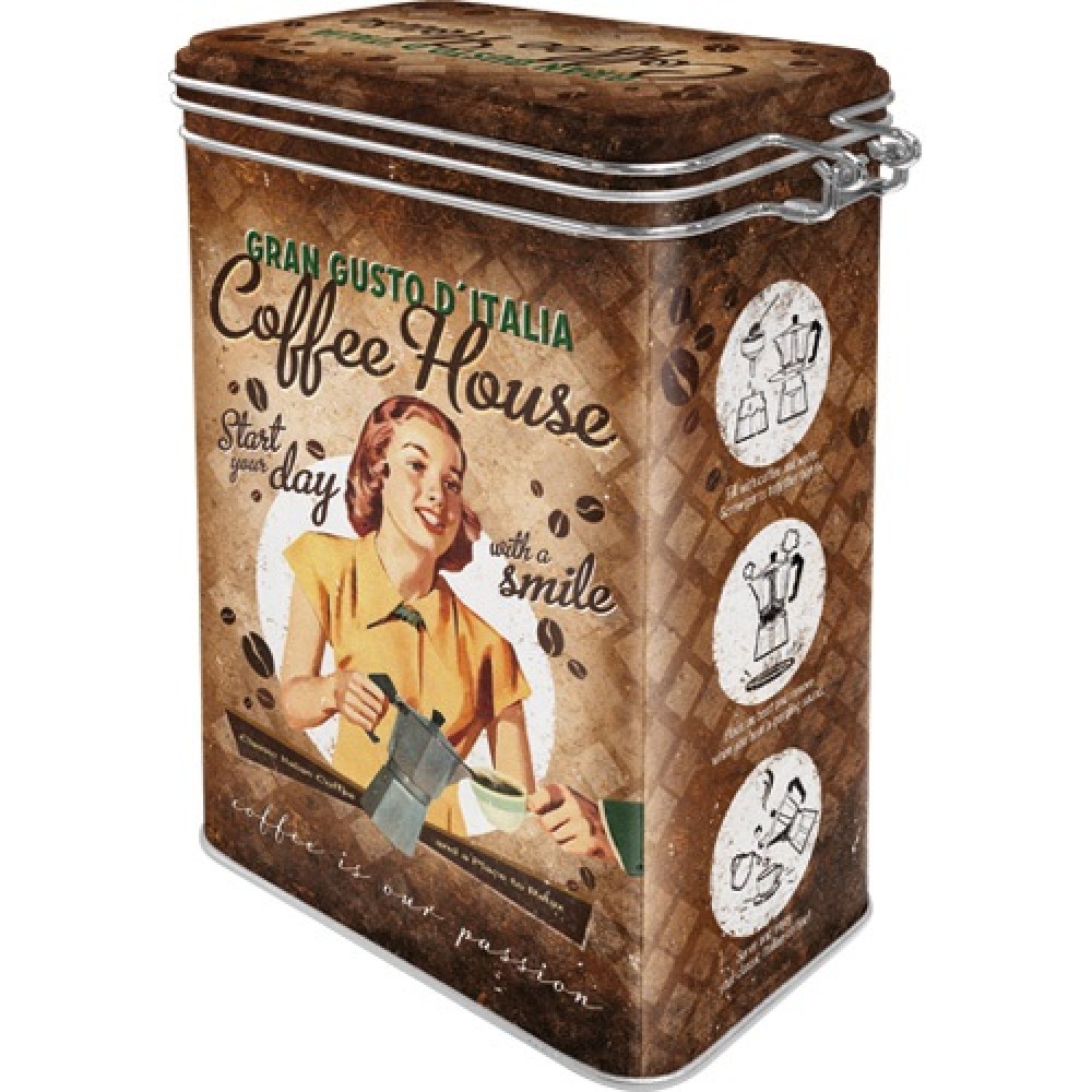 Nostalgic Μεταλλικό κουτί καπάκι με κλιπ Coffee & Chocolate Coffee House