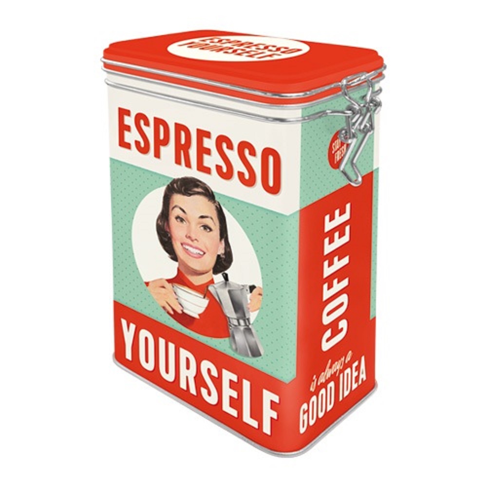 Nostalgic Μεταλλικό κουτί καπάκι με κλιπ Say it 50s Espresso Yourself