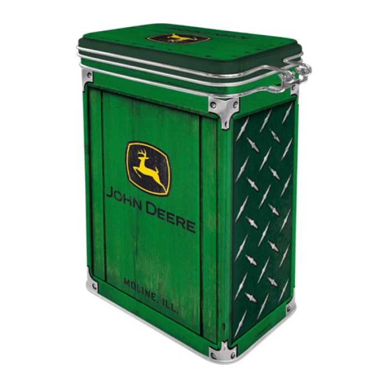 Nostalgic Μεταλλικό κουτί καπάκι με κλιπ John Deere - Diamond Plate Green