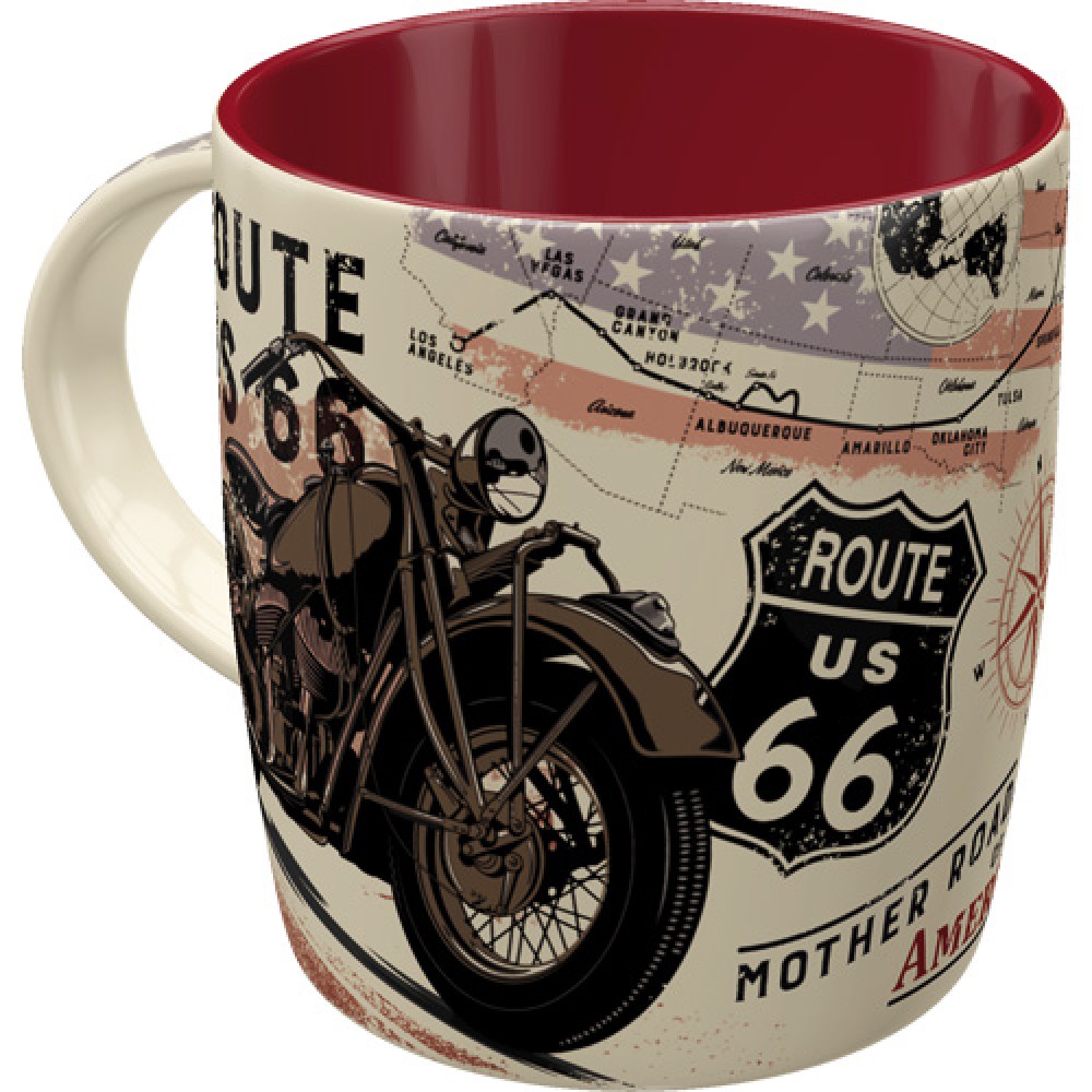 Nostalgic Mug US Highways Route 66 Bike Map