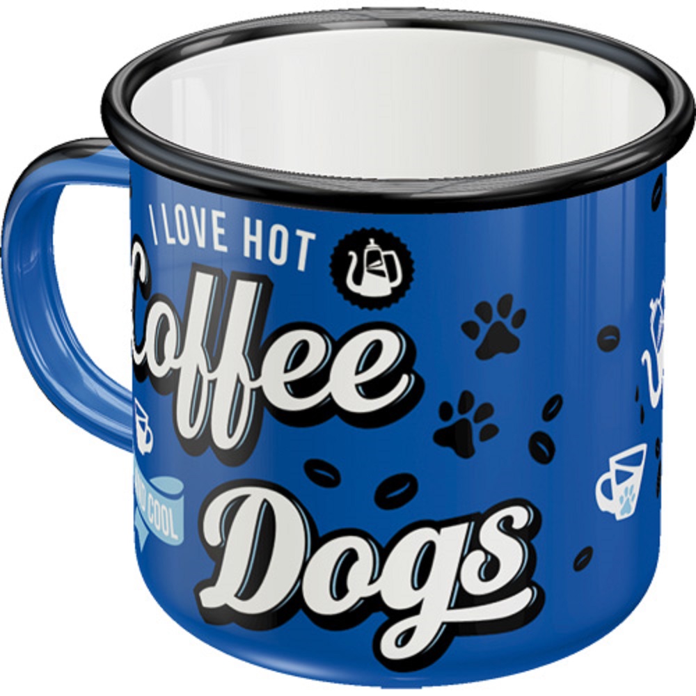 Nostalgic Enamel Mug PfotenSchild - Hot Coffee & Cool Dogs