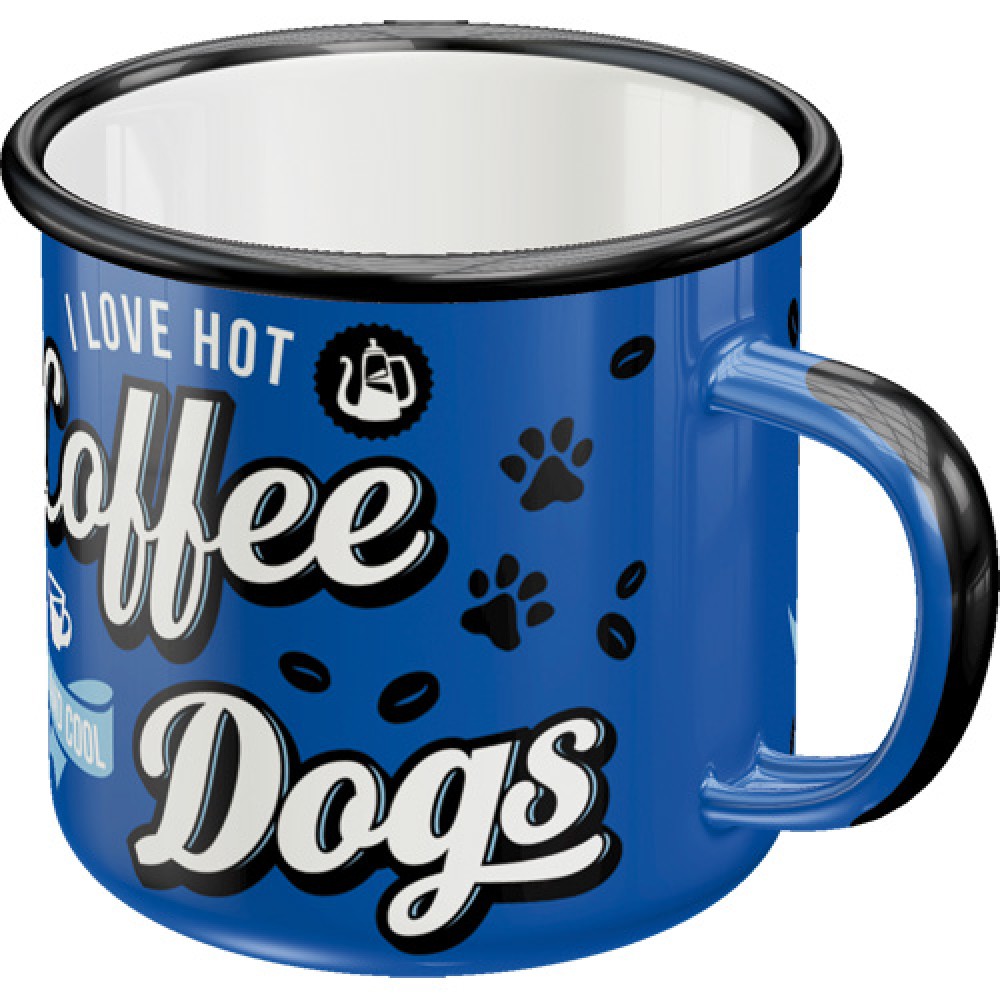 Nostalgic Enamel Mug PfotenSchild - Hot Coffee & Cool Dogs