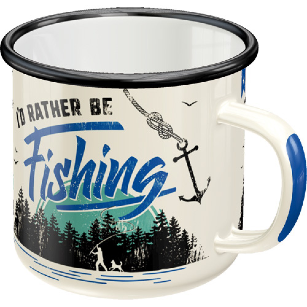 Nostalgic Enamel Mug Id Rather Be Fishing