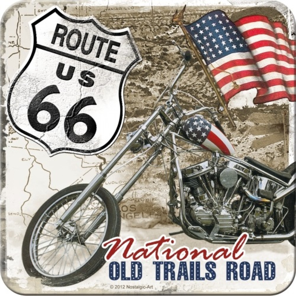 Nostalgic Metal Coaster US Highways Route 66 Desert Old Trails Road