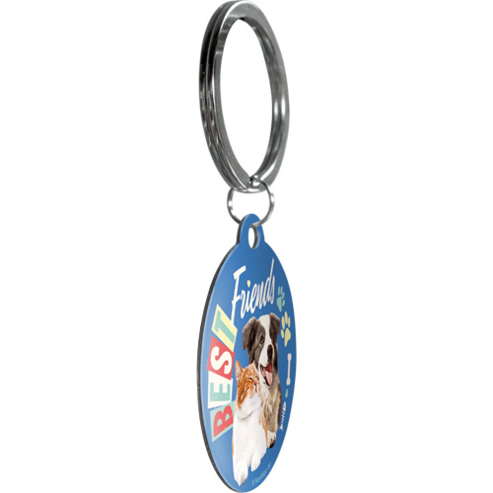 Nostalgic Key Chain Round Best Friends Cat & Dog