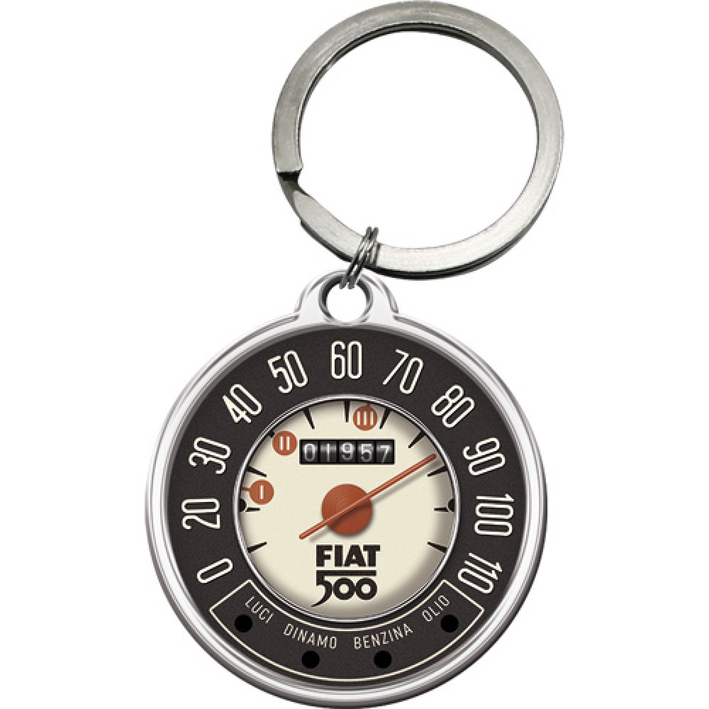 Nostalgic Key Chain Round Fiat 500 - Tacho