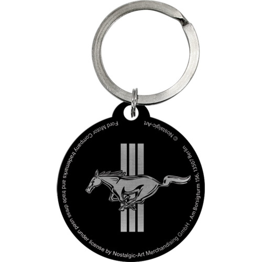 Nostalgic Key Chain Round Ford Mustang - Horse & Stripes Logo