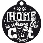 Nostalgic Μπρελόκ στρόγγυλο Home is where the cat is black