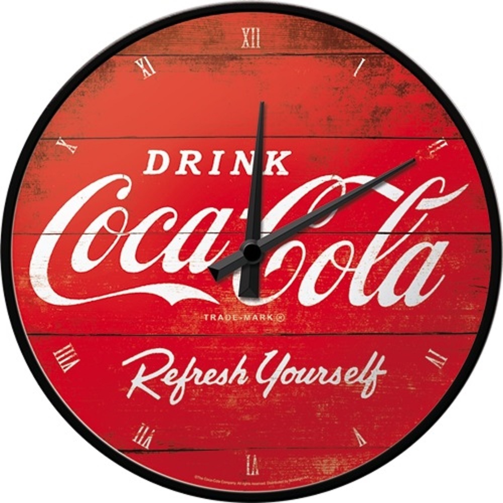 Nostalgic Wall Clock Coca-Cola - Logo Red Refresh Yourself