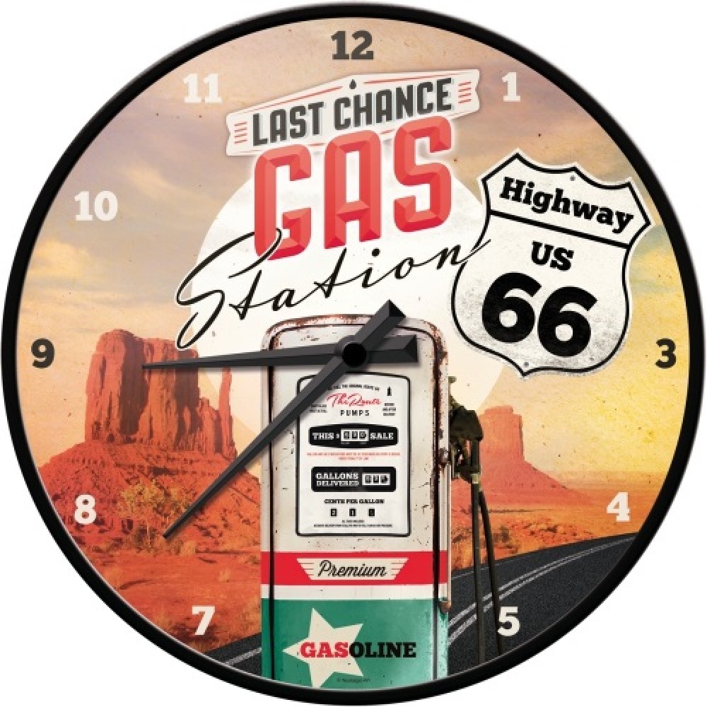 Nostalgic Wall Clock diam. 31cm GAS Station US Route 66