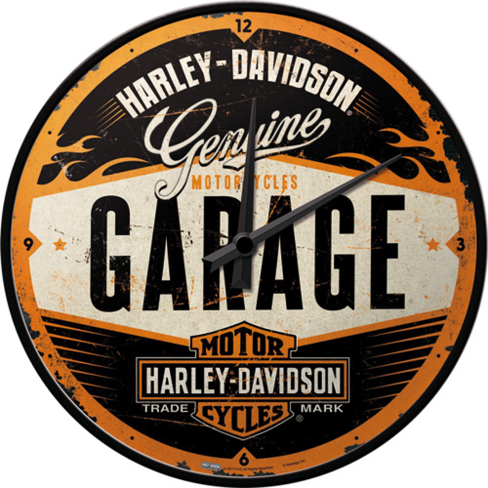 Nostalgic Wall Clock Harley-Davidson Garage