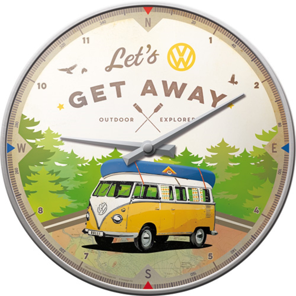 Nostalgic Wall Clock VW Bulli - Let's Get Away