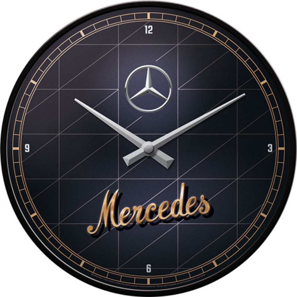 Nostalgic Wall Clock Mercedes-Benz - Silver & Gold