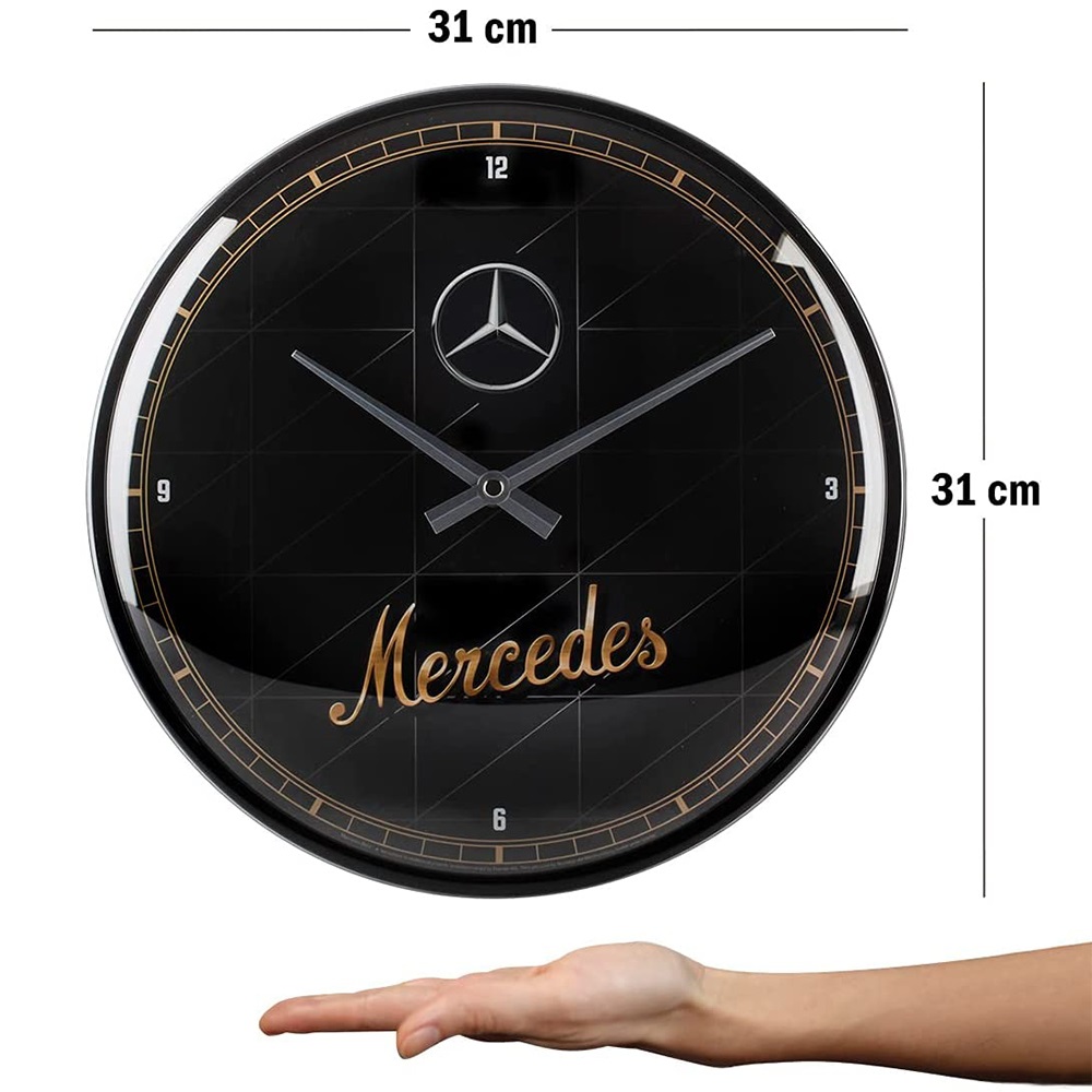 Nostalgic Wall Clock Mercedes-Benz - Silver & Gold