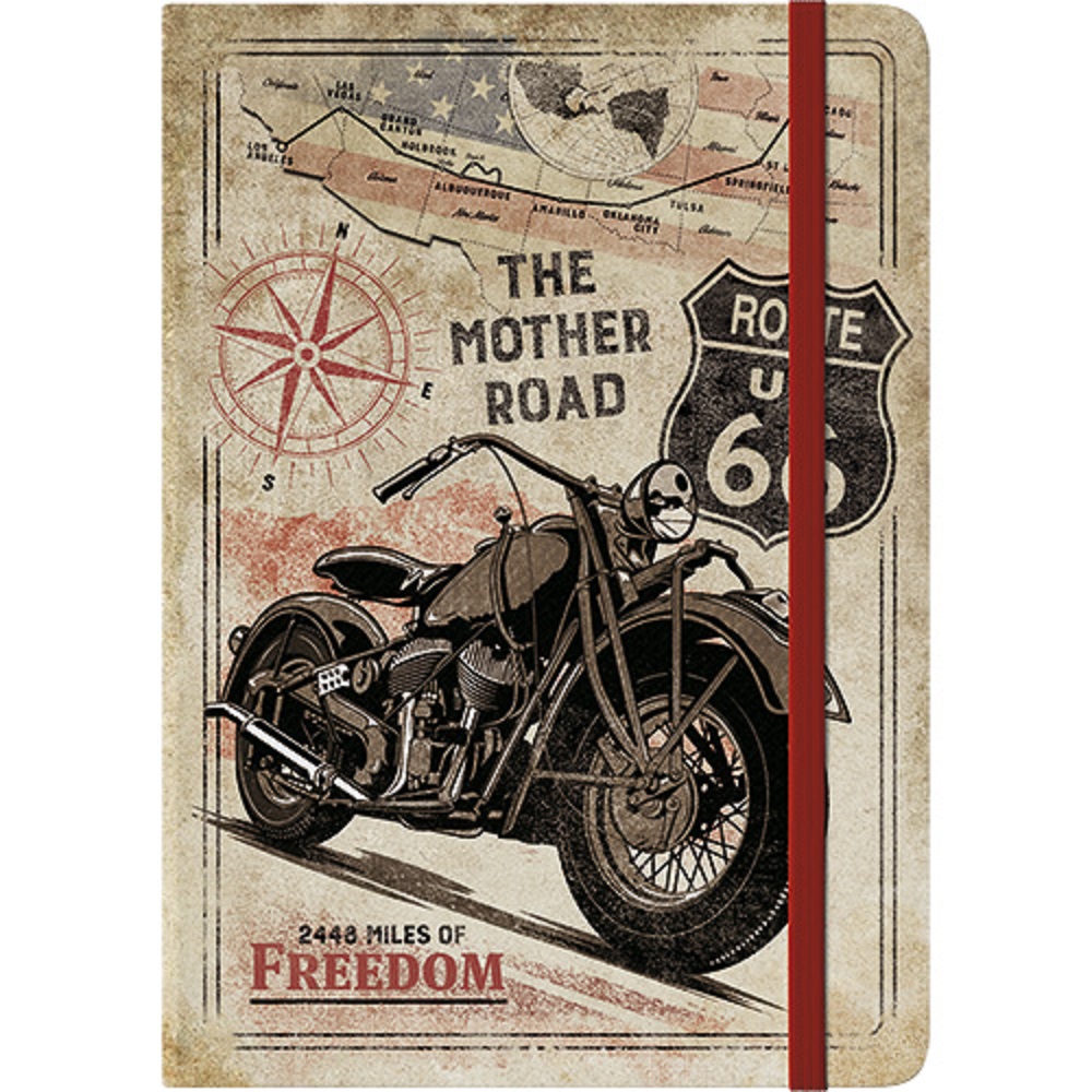 Nostalgic Σημειωματάριο US Highways Route 66 Bike Map