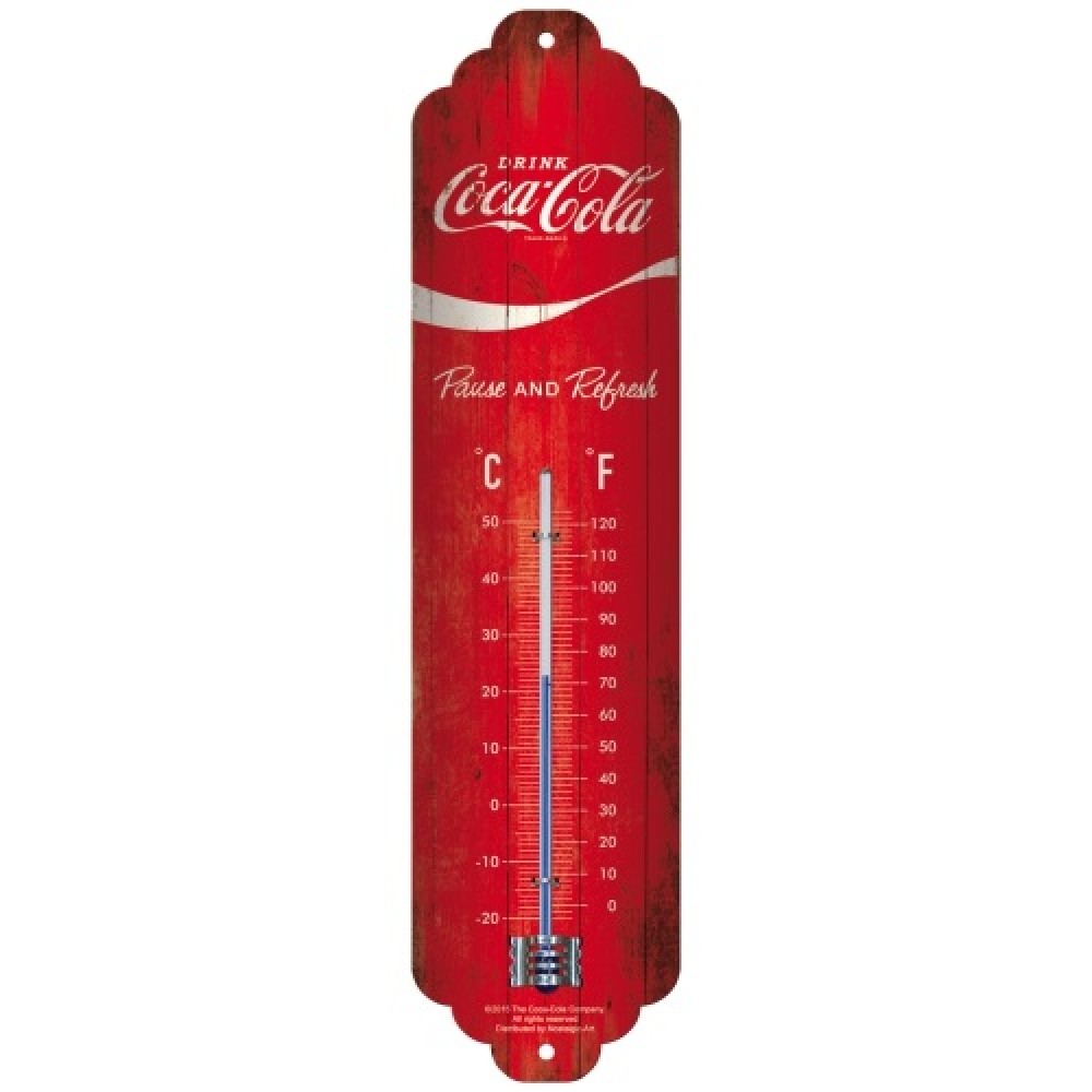 Nostgalgic Thermometer Coca-Cola - Logo Red Wave