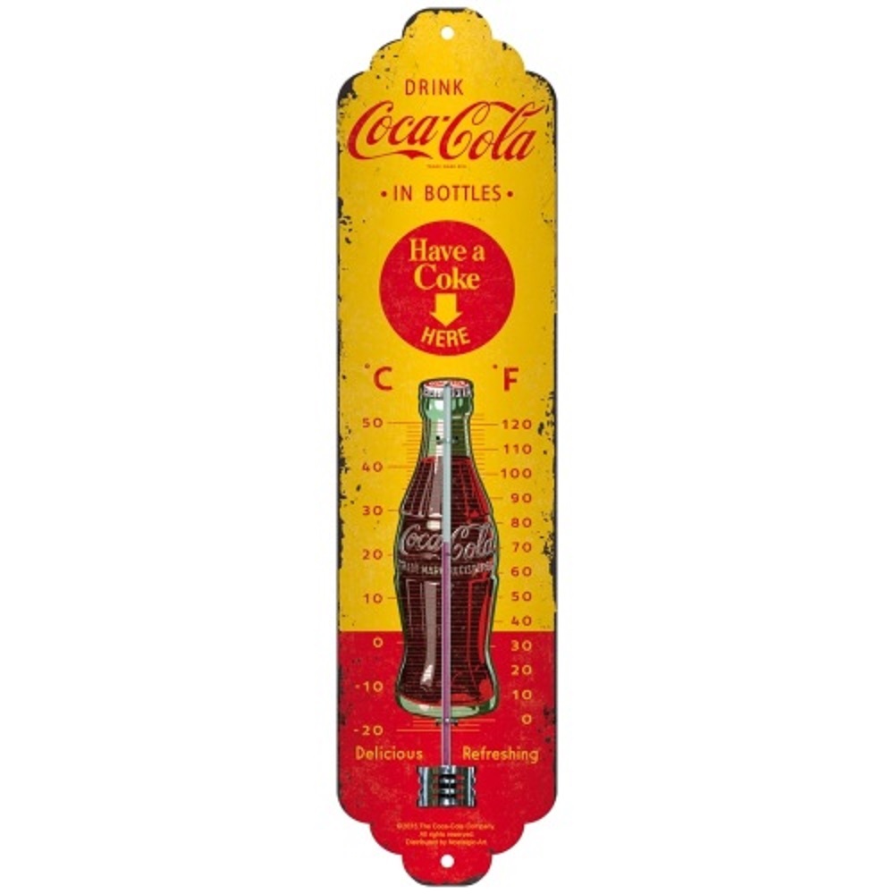 Nostalgic Thermometer Coca-Cola - In Bottles Yellow