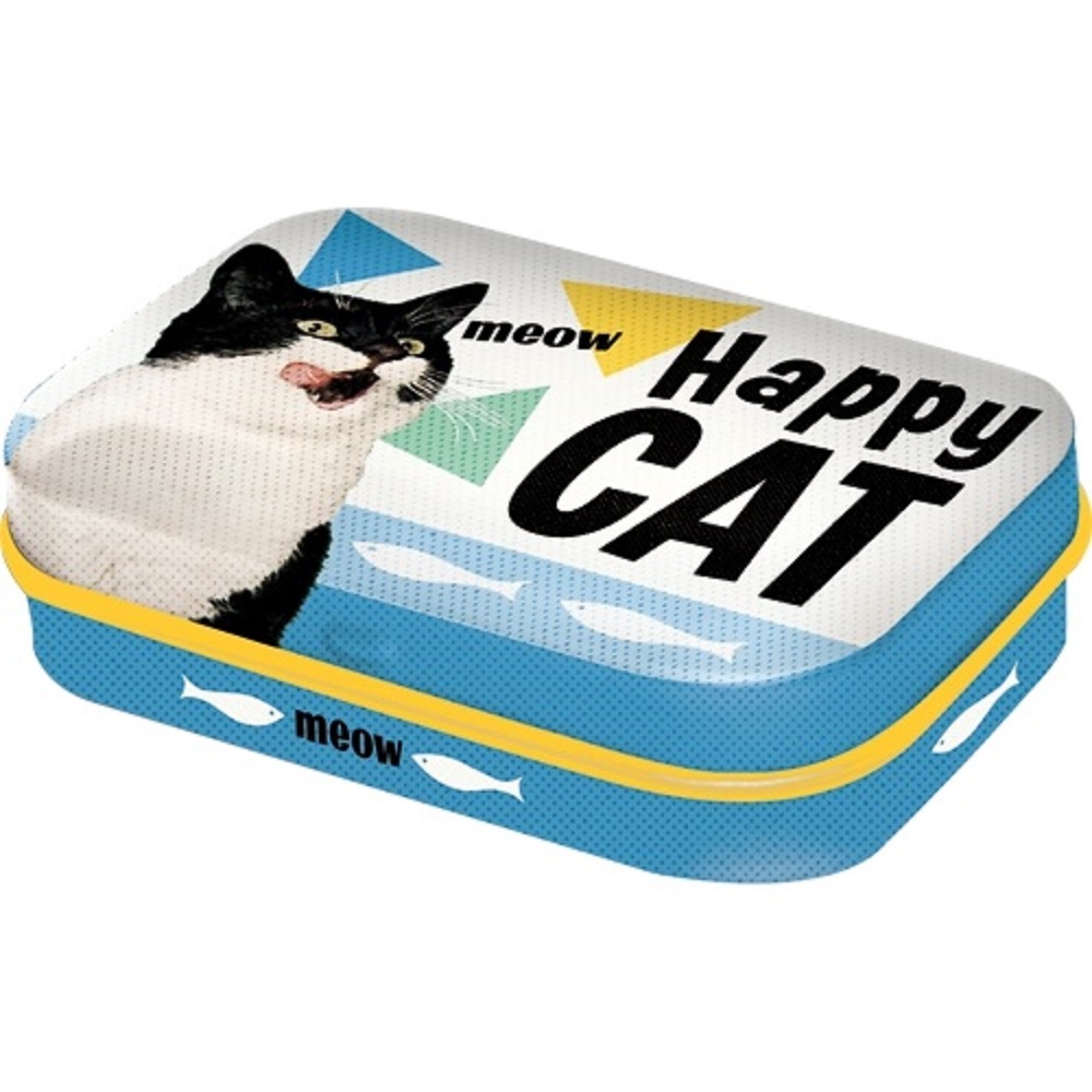 Nostalgic Μεταλλικό κουτάκι με μέντες Animal Club Happy Cat 15gr