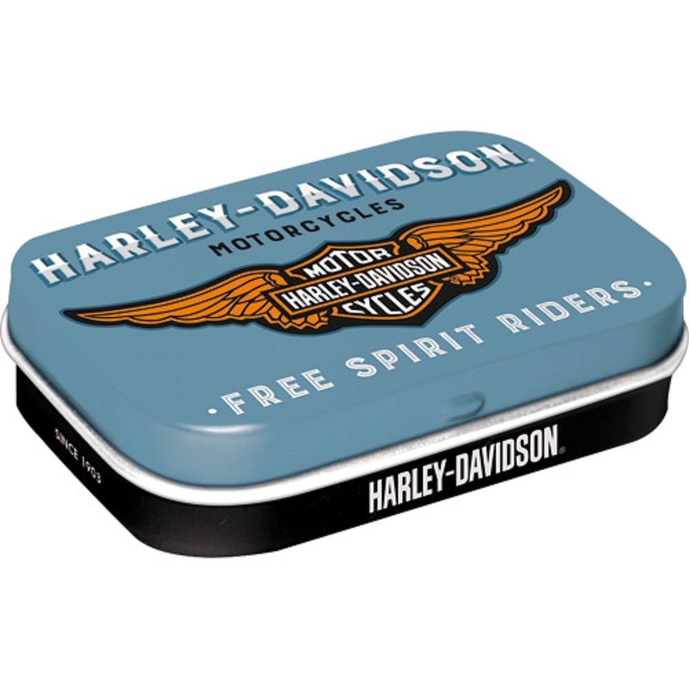 Nostalgic Μεταλλικό κουτάκι με μέντες Harley-Davidson - Logo Blue 15gr