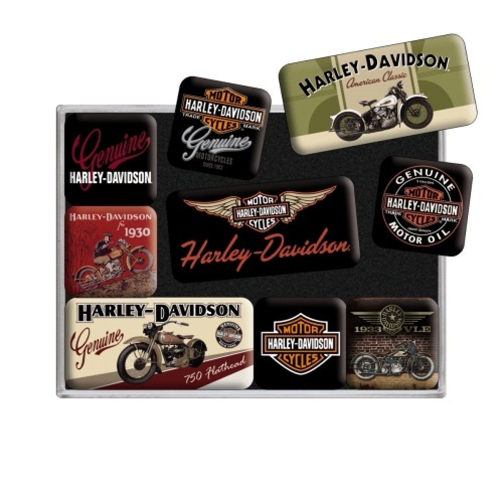 Nostalgic μεταλλικά Μαγνητάκια (Σετ 9 τεμαχίων) Harley-Davidson Bikes