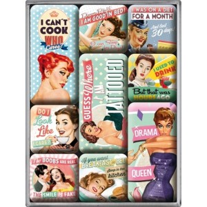 Nostalgic Magnet Set (9pcs) Say it 50s Say It 50s - Cheeky Slogans