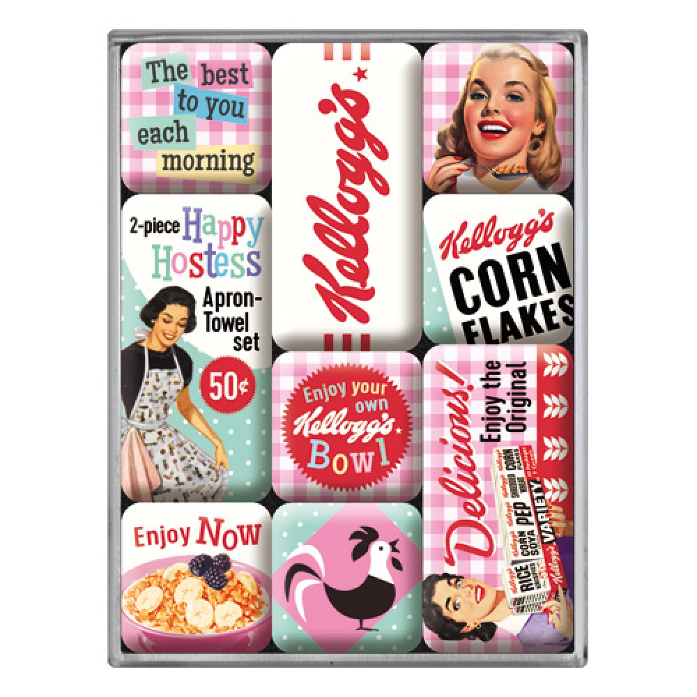 Nostalgic Magnet Set Kelloggs - Happy Hostess Corn Flakes