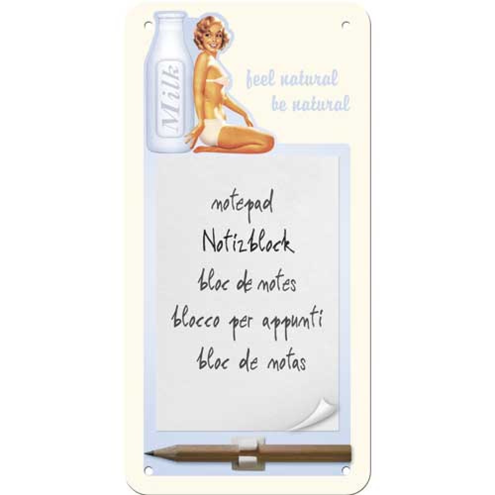Nostalgic Magnetic Notepad 10x20cm Milk