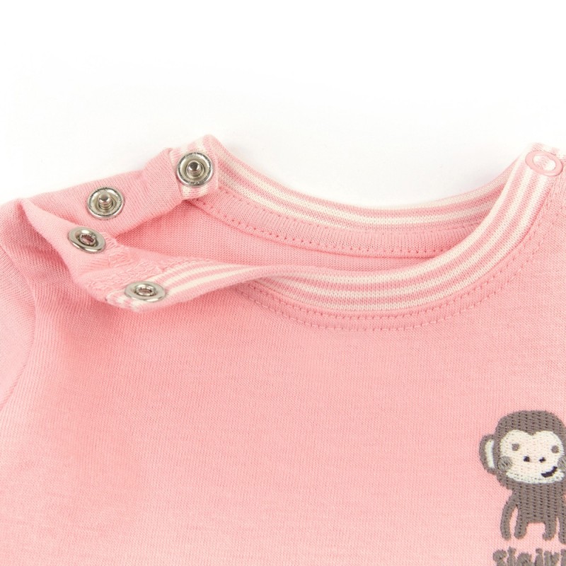 Size 062 Sigikid βρεφικό μακρυμάνικο μπλουζάκι ροζ Μαϊμουδάκι