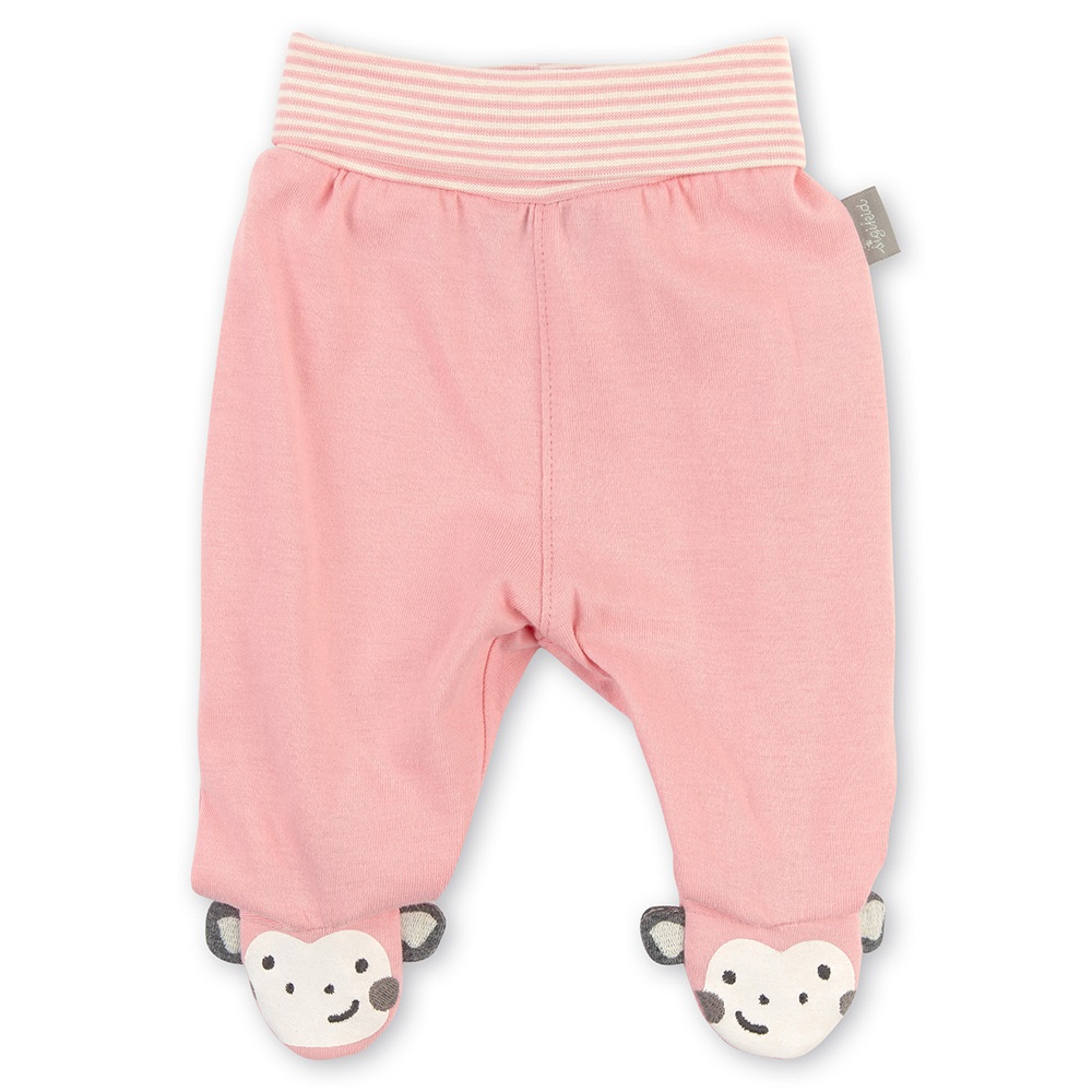 Sigikid Soft footed pants monkey for baby girls, pink