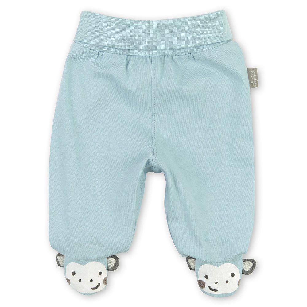 Sigikid Soft footed baby pants monkey, light blue