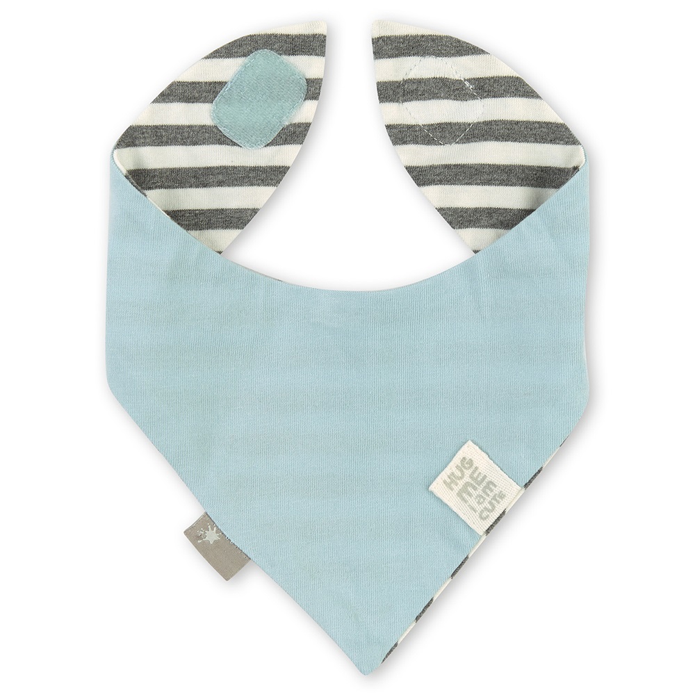 Sigikid Baby bandana bib, reversible, grey striped & light blue