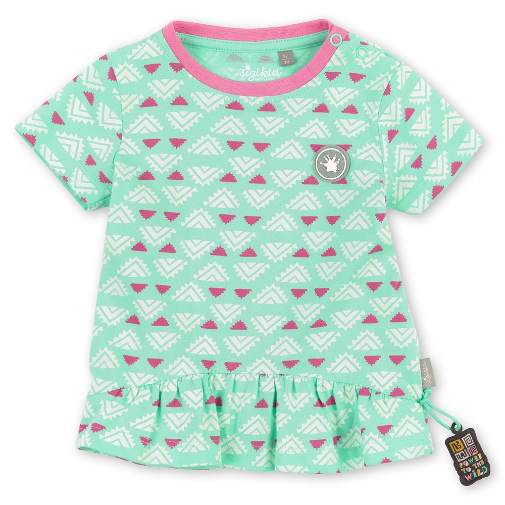 Playful flounce tunic for little girls Green - Size: 098